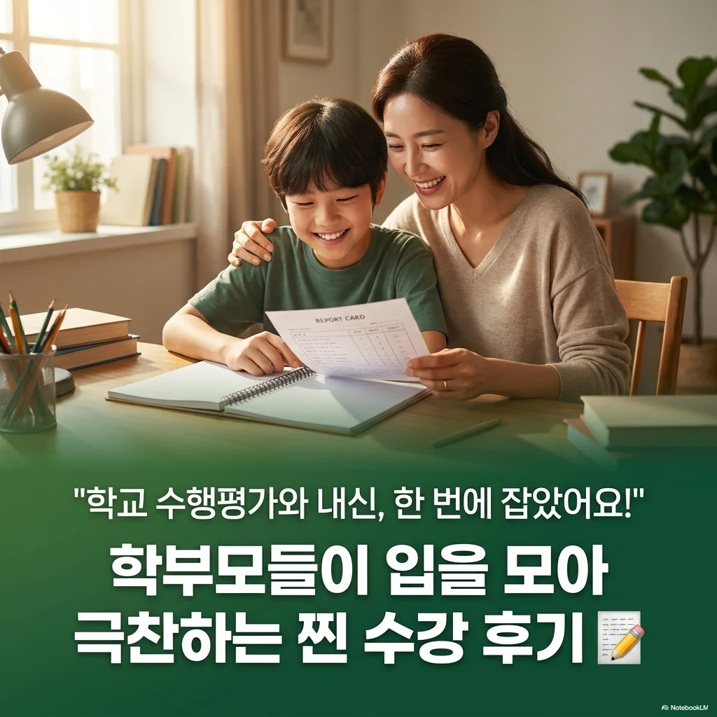 학교 수행평가와 내신 학습을 주제로 한 홍보 이미지