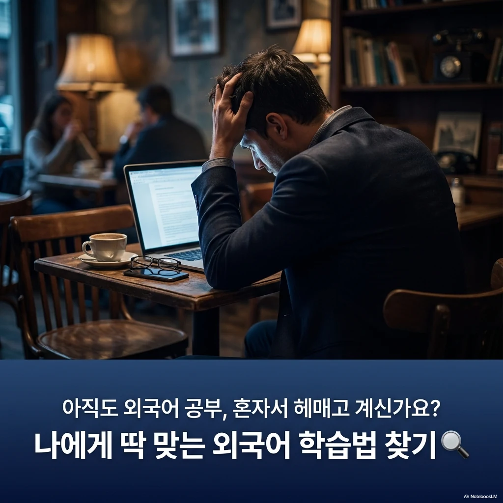 나에게 맞는 외국어 학습법을 찾는 과정을 소개하는 홍보 이미지